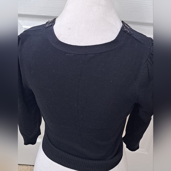 Embellished Black Cropped Cardigan   Size L - Picture 6 of 7